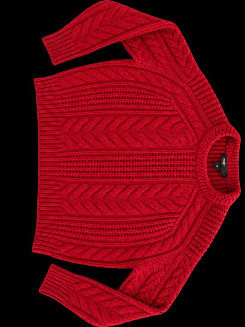 MAJE red wool cable knit sweater